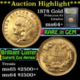 ***Auction Highlight*** 1878 Princess Head Gold $3 Graded Choice+ Unc by USCG (fc)