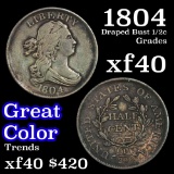 1804 Draped Bust Half Cent 1/2c Grades xf (fc)