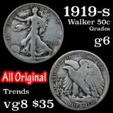 1919-s Walking Liberty Half Dollar 50c Grades g+