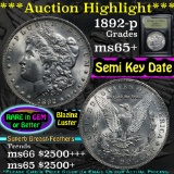 ***Auction Highlight*** 1892-p Morgan Dollar $1 Graded GEM+ Unc by USCG (fc)