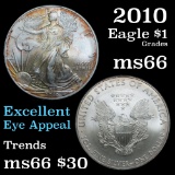 2010 Silver Eagle Dollar $1 Grades GEM+ Unc