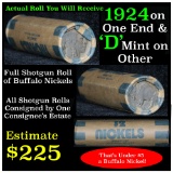 Full roll of Buffalo Nickels, 1929 on one end & a 'd' Mint reverse on other end (fc)