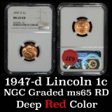 NGC 1947-d Lincoln Cent 1c Graded ms65 RD By NGC