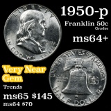 1950-p Franklin Half Dollar 50c Grades Choice+ Unc