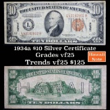 1934a $10 Silver Certificate Hawaii, Signatures of Julian & Morgenthau Grades vf+