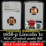***Auction Highlight*** NGC 1956-p Lincoln Cent 1c Graded ms66 RD By NGC (fc)