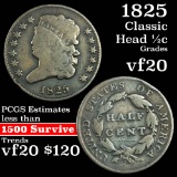 1825 Classic Head half cent 1/2c Grades vf, very fine