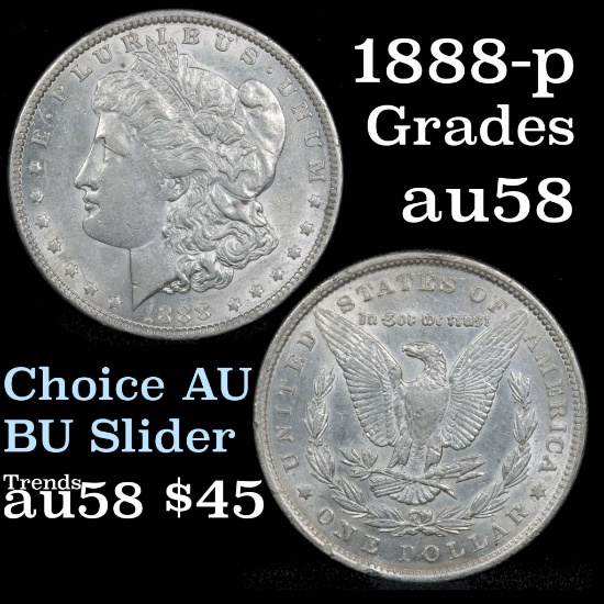 1888-p Morgan Dollar $1 Grades Choice AU/BU Slider