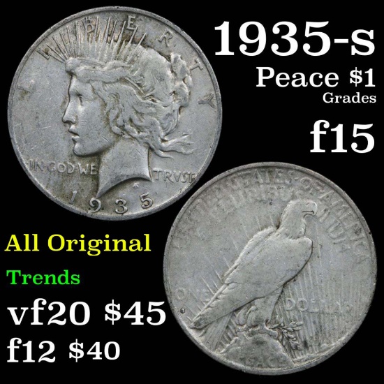 1935-s Peace Dollar $1 Grades f+