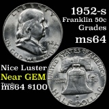 1952-s Franklin Half Dollar 50c Grades Choice Unc