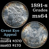 Excellent rim toning! 1891-s Morgan Dollar $1 Grades Choice Unc (fc)