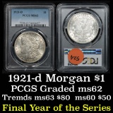 PCGS 1921-d Morgan Dollar $1 Graded ms62 By PCGS