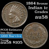 1864 Bronze Indian Cent 1c Grades Choice AU/BU Slider