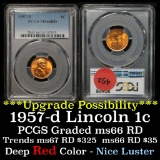 PCGS 1957-d Lincoln Cent 1c Graded ms66 RD by PCGS