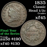 1835 Classic Head half cent 1/2c Grades xf+