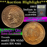 ***Auction Highlight*** 1865 Indian Cent 1c Graded Choice+ Unc BN by USCG (fc)