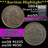 ***Auction Highlight*** 1804 Draped Bust Half Cent 1/2c Graded Choice AU by USCG (fc)