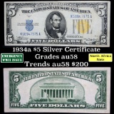 1934a $5 North Africa Silver Certificate Grades Choice AU/BU Slider (fc)