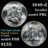 1949-d Franklin Half Dollar 50c Grades Choice Unc FBL