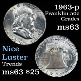 1963-p Franklin Half Dollar 50c Grades Select Unc