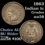 1863 Indian Cent 1c Grades Choice AU/BU Slider