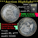 ***Auction Highlight*** 1880-p Seated Liberty Quarter 25c Graded GEM Unc PL By USCG (fc)