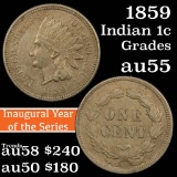 1859 Indian Cent 1c Grades Choice AU