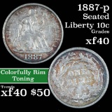 1887-p Seated Liberty Dime 10c Grades xf