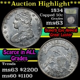 ***Auction Highlight*** 1834 Capped Bust Half Dollar 50c Graded Select Unc by USCG (fc)