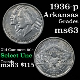 1936-p Arkansas Old Commem Half Dollar 50c Grades Select Unc