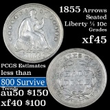 1855 Arrows Seated Liberty Half Dime 1/2 10c Grades xf+