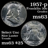 1957-p Franklin Half Dollar 50c Grades Select Unc