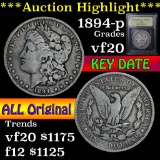 ***Auction Highlight*** 1894-p Morgan Dollar $1 Graded vf, very fine by USCG (fc)