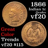 1866 Indian Cent 1c Grades vf, very fine