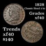 1828 Classic Head half cent 1/2c Grades xf