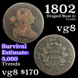 1802 Draped Bust Large Cent 1c Grades vg, very good