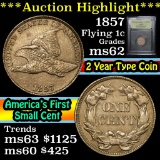 ***Auction Highlight*** 1857 Flying Eagle Cent 1c Graded Select Unc by USCG (fc)