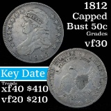 1812 Capped Bust Half Dollar 50c Grades vf++ (fc)