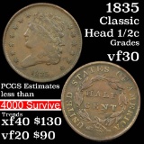 1835 Classic Head half cent 1/2c Grades vf++