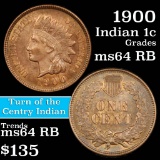 1900 Indian Cent 1c Grades Choice Unc RB