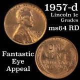 1957-d Lincoln Cent 1c Grades Choice Unc RD