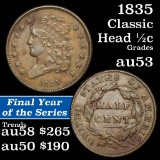 1835 Classic Head half cent 1/2c Grades Select AU (fc)