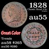 1828 Classic Head half cent 1/2c Grades Choice AU (fc)