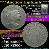 ***Auction Highlight*** 1796 Liberty Cap Flowing Hair large cent 1c Graded xf details by USCG (fc)