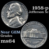 1958-p Jefferson Nickel 5c Grades Choice Unc