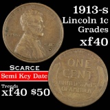 1913-s Lincoln Cent 1c Grades xf