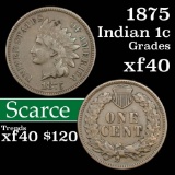 1875 Indian Cent 1c Grades xf