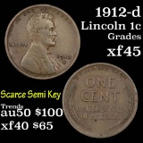 1912-d Lincoln Cent 1c Grades xf+