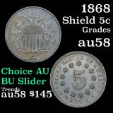 1868 Shield Nickel 5c Grades Choice AU/BU Slider