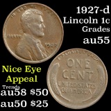 1927-d Lincoln Cent 1c Grades Choice AU